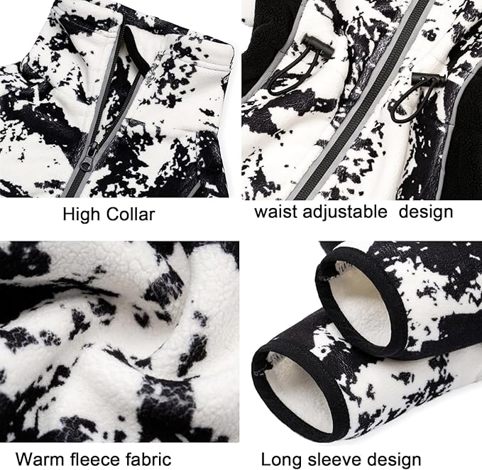 Fleece Dog Coat for Small Medium Dog,Pullover Pajamas Jumpsuit Bodysuit Puppy Coats with Legs, Pet Windproof Warm Cold Weather Jacket Full Body Vest Cozy Snowsuit Outfit Clothes (White, XS)