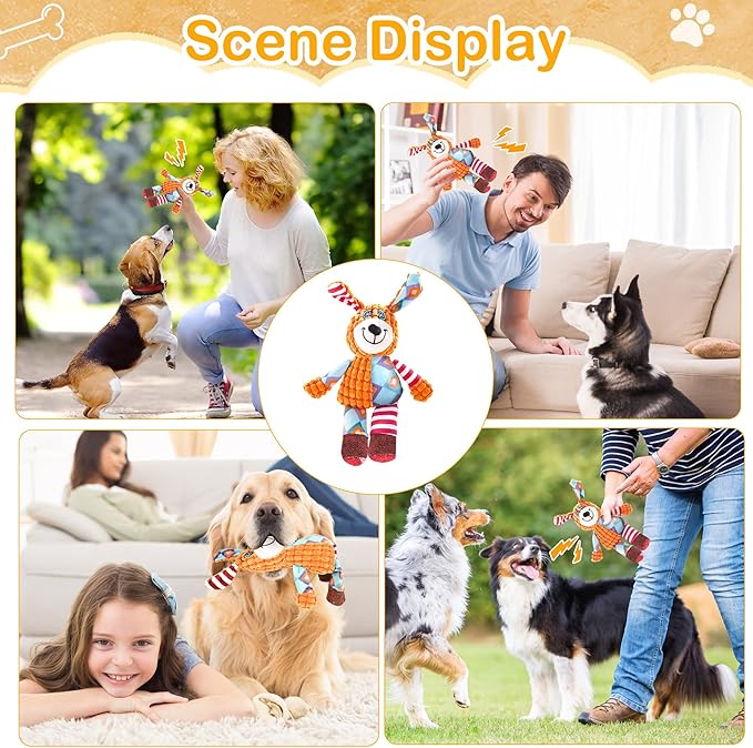 Squeak Dog Toys Stuffed Plush for Small & Medium Breeds - Soft Chew Fabric, Interactive Indoor/Outdoor Play, Perfect for Puppy Teething - Ideal Pet Gift, Dog
