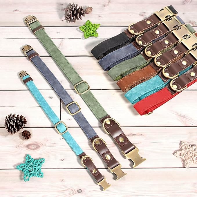 Didog Soft PU Leather Dog Collar for Large Dogs,Classic Adjustable Dog Collars with Quick Release Metal Buckle,Easy Clean and Comfortable with Nylon Lining,Black,L Neck 15-23"