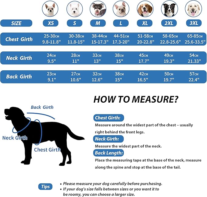 Windproof Waterproof Dog Coat Fleece & Cotton Lined Warm Jacket, Cold Weather Pet Apparel Clothes Vest for Small to Large Dogs (L, Blue)