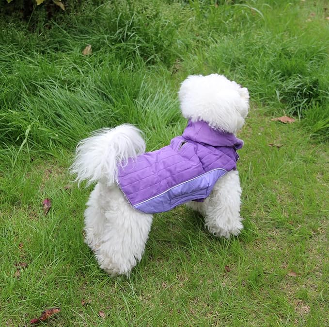 Fleece Dog Hoodie for Small Dogs Super Warm Puppy Jacket for Cold Winter Dog Coats,Purple S