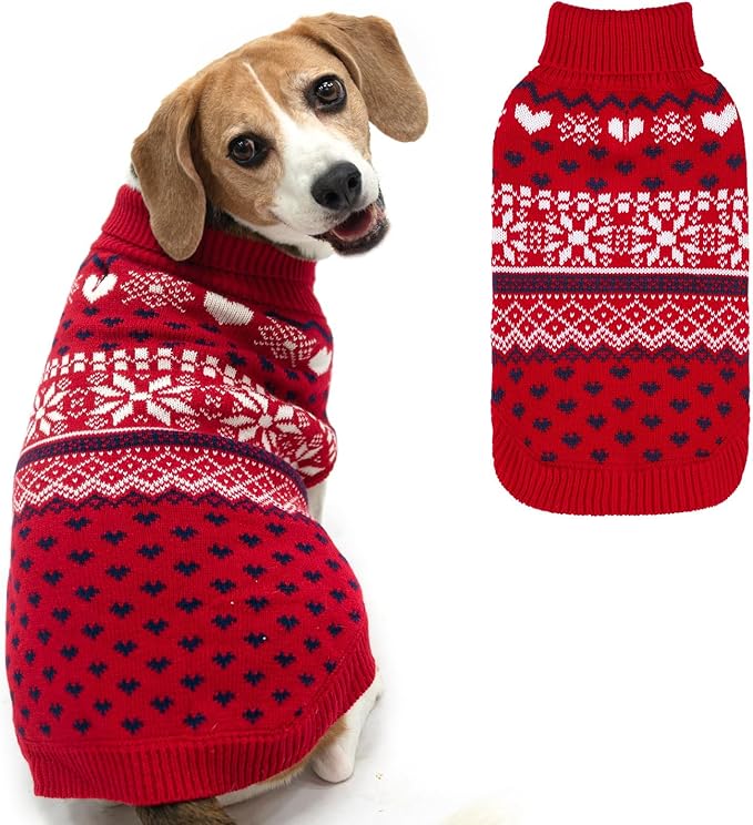 SCENEREAL Dog Sweaters for Small Medium Dogs - Soft, Warm Turtleneck Small Dog Sweater, Ugly Knit Dog Christmas Outfits for Dachshund, Chihuahua, Pug, Yorkie,Winter Pet Clothes Male Female
