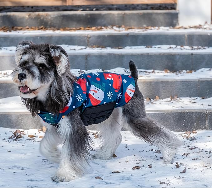 CuteBone Winter Coat, Reversible Dog Jacket & Vest, Thick Soft Dog Coats for Small to Large Dogs, Windproof and Waterproof, with Leash Hole