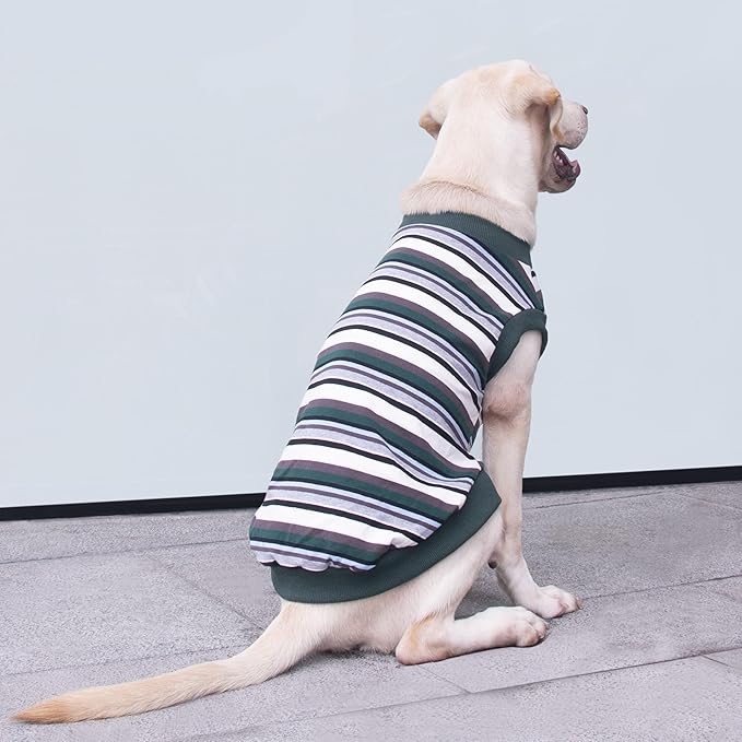 Extra Large Dog T Shirts Clothes Sleeveless Tank Top Vest for Labrador Rottweiler Great Dane, Green, X-Large