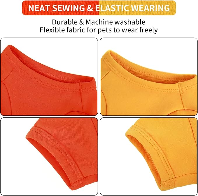 Koneseve Dog Shirts Breathable Cotton Dog Clothes Stretchy T-Shirt for Small Medium Large Dogs Cat Shirt Soft Puppy Outfit Kitten Apparel Pet Pullover Tee Blank Sweatshirt 2-Pack Yellow & Orange M