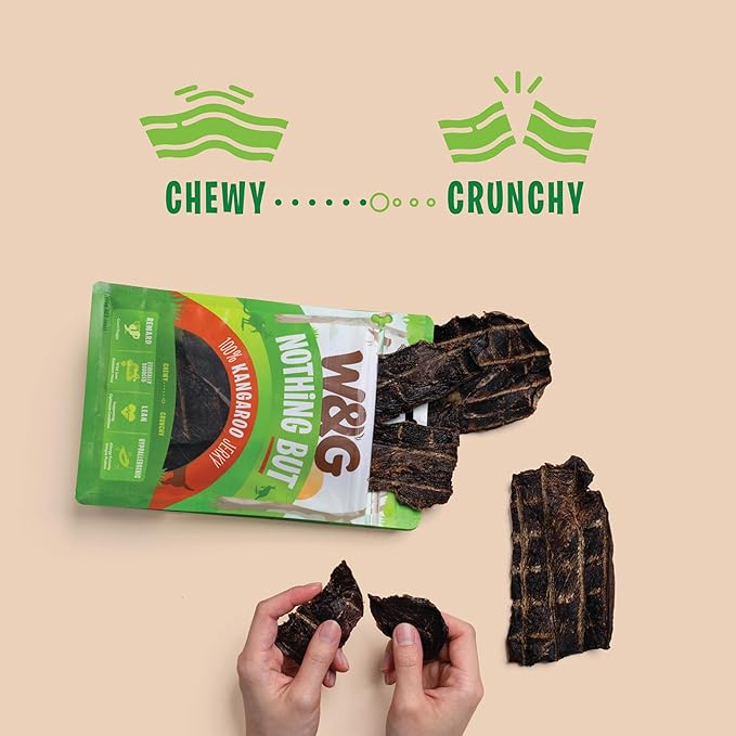 W&G Kangaroo Dog Treats — Single-Ingredient, Grain-Free, Hypoallergenic Training Snacks, 5oz (5oz, Kangaroo Jerky)