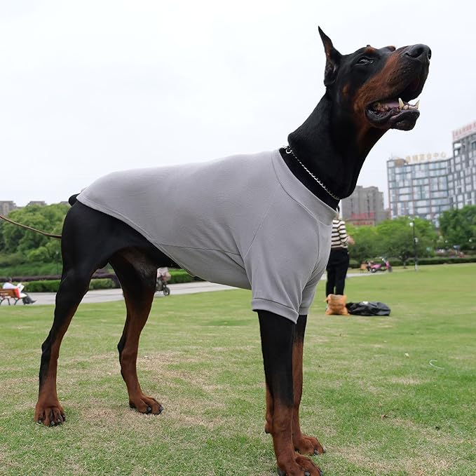 Lovelonglong Ribbed Dog T-Shirt Cotton Knitted Dog Sweaters for All Season Pet T-Shirts for Large Medium Small Dogs Dark Gray S