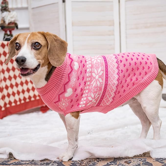 SCENEREAL Dog Sweaters for Large Medium Small Dogs, Soft, Warm Turtleneck Puppy Clothes Sweatshirt, Knitted Ugly Dog Christmas Outfits, Argyle Xmas Pet Cold Weather Coat for Girls Boys