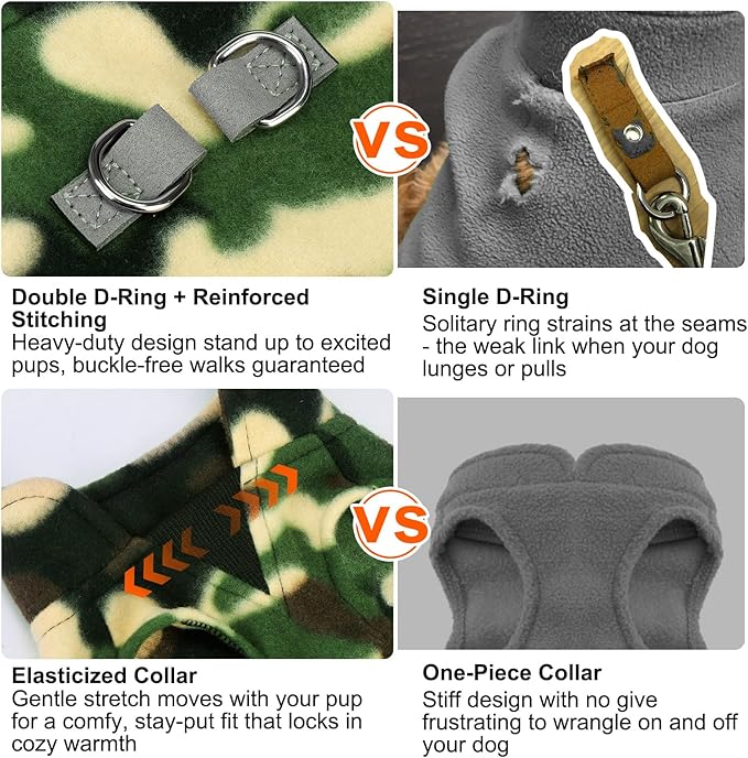 BEAUTYZOO Dog Fleece Vest Sweater Winter Jacket for Small and Medium Dogs with D-Ring Leash Cold Weather Coat Hoodie for XS S M Dogs Boy or Girls, Army Green S