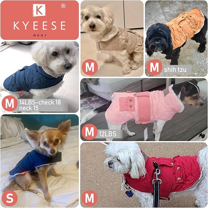 KYEESE Dog Coat Warm Pet Winter Puffer Coat with Leash Hole Waterproof Dogs Jacket with Fleece Lined Thick Cat Clothes with Pocket Windproof Dog Coats for Small Dogs Soft Pet Sweater for Cold Weather