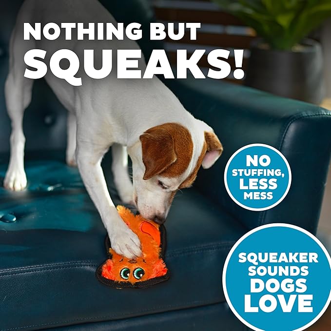 Outward Hound Durablez Minis Stuffing-Free Squeaky Plush Dog Toy for Puppies & Small Dogs - Interactive, Soft Yet Tough, No Mess, Jumbo Squeaker, Long-Lasting Play, Dog
