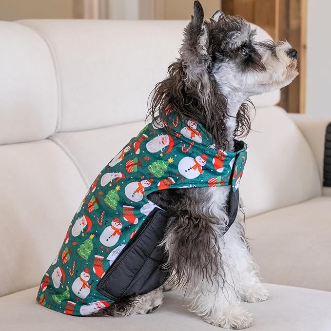 CuteBone Winter Dog Jacket - Reversible Waterproof Windproof Coat With Leash Hole - Soft, Thick, Adjustable Fits Small to Large Dogs