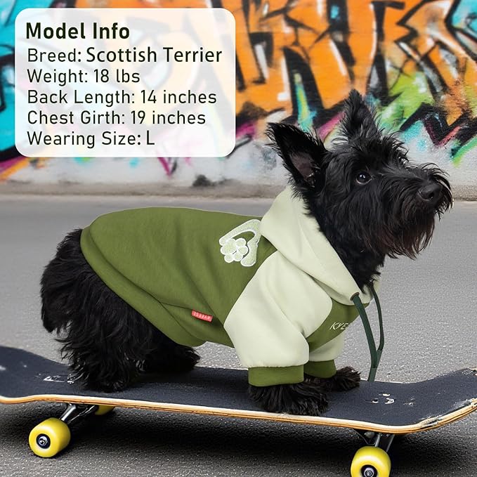 KYEESE Dog Hoodie Stretchy Dog Clothes for Small Dogs Soft Pet Sweatshirt with Drawstring Comfort Cat Sweater Cat Coat with Leash Hole Warm Pet Clothes Dogs Winter Coat for Cold Weather