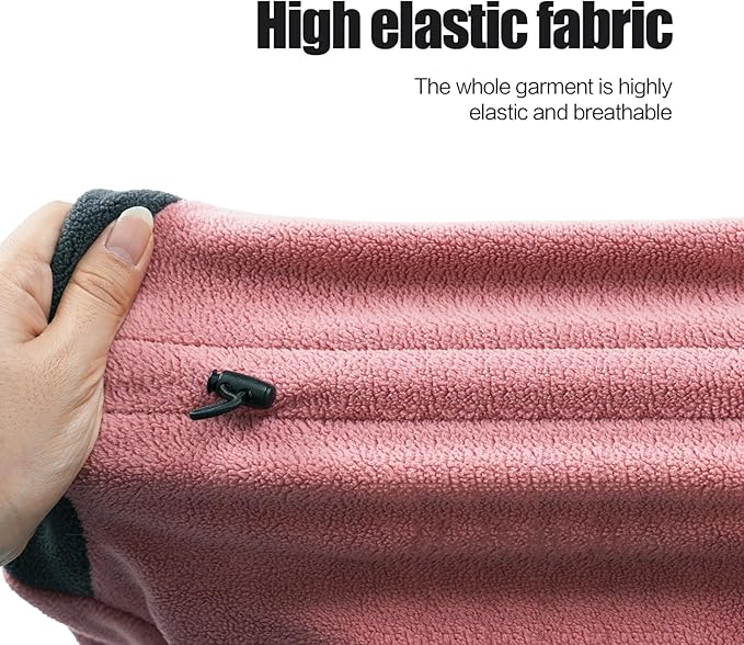 Dog Winter Coat, Warm Fleece Dog Jacket, Windproof Dog Pullover Bodysuit, Fullbody Dog Pajamas Onesie, Cold Weather Clothes for Medium Large Dog(2XL,Pink)