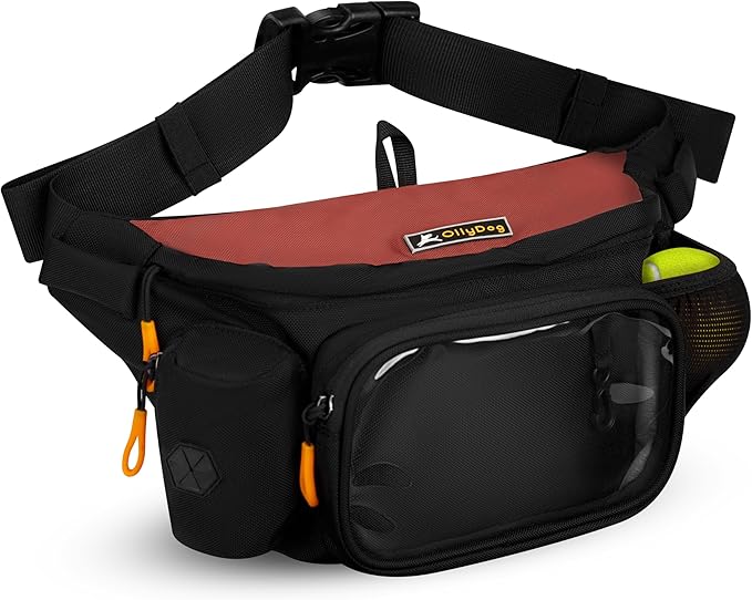 OllyDog Trailblazer Pack | Fanny Pack | Dog Treat Pouch | Includes Rubber Fetch Ball | Water-Resistant | Poop Bag Dispenser | Hands-Free | Dog Walking & Training