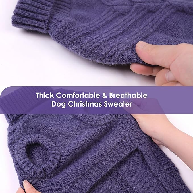 Dog Sweaters for Small Dogs Male Female Pet Knitwear Classic Puppy Warm Pullover Turtleneck Cold Weather Clothes for Yorkie(GrayishBlue, S)