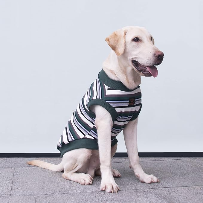 Extra Large Dog T Shirts Clothes Sleeveless Tank Top Vest for Labrador Rottweiler Great Dane, Green, X-Large