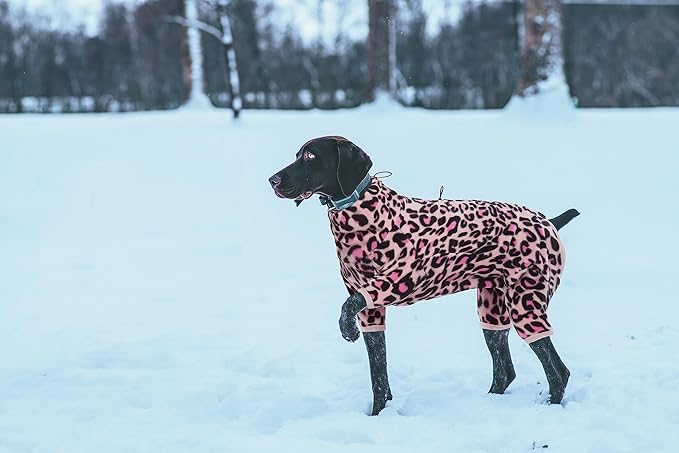 ROZKITCH Dog Winter Coat Soft Fleece Pullover Pajamas, Pet Windproof Warm Cold Weather Jacket Vest with Luminous Zipper, Jumpsuit Apparel Outfit Clothes for Small Medium Large Dog L-Pink M