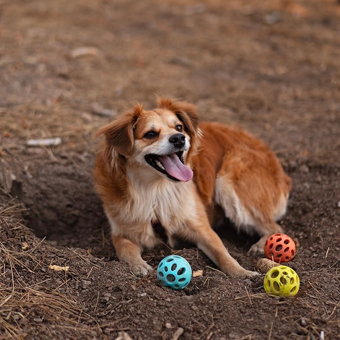 Messy Mutts Totally Pooched Huff'n Puff Ball | 3.1” TPR Puzzle Ball for Dogs | 2-in-1 Durable Interactive Toy and Tooth Cleaner | Teal