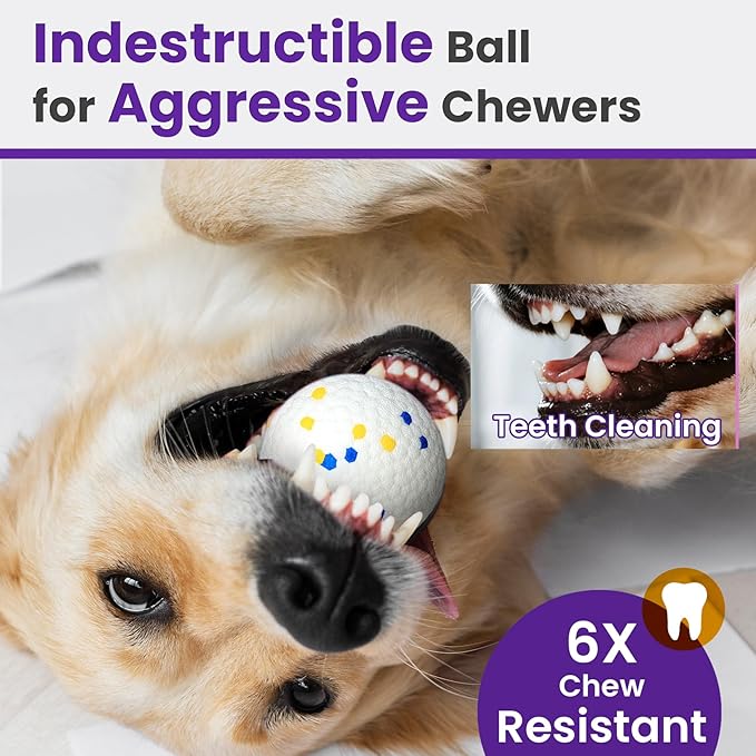 2 Pack Bouncy Dog Balls, 3'' Indestructible Dog Toys for Aggressive Chewers, Outdoor Jolly Tennis Balls for Dogs, Durable Interactive Floating Dog Fetch Toy, Orange White