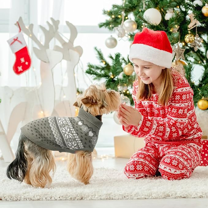 SCENEREAL Dog Sweaters for Medium Sized Dogs - Soft, Warm Turtleneck Pullover Fall Winter Dog Clothes, Knitted Argyle Dog Christmas Outfits, Ugly Pet Clothing for Boy Girl Puppy