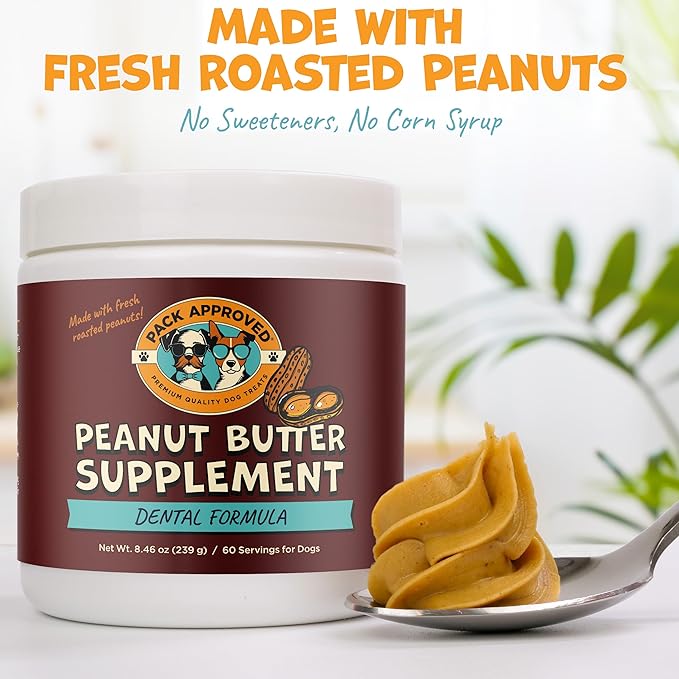 Dog Peanut Butter - with Ocean Kelp to Support Oral Care & Act as Dog Plaque and Tartar Remover - Lick Mat Treats for Bad Breath - Dental (8.46oz)
