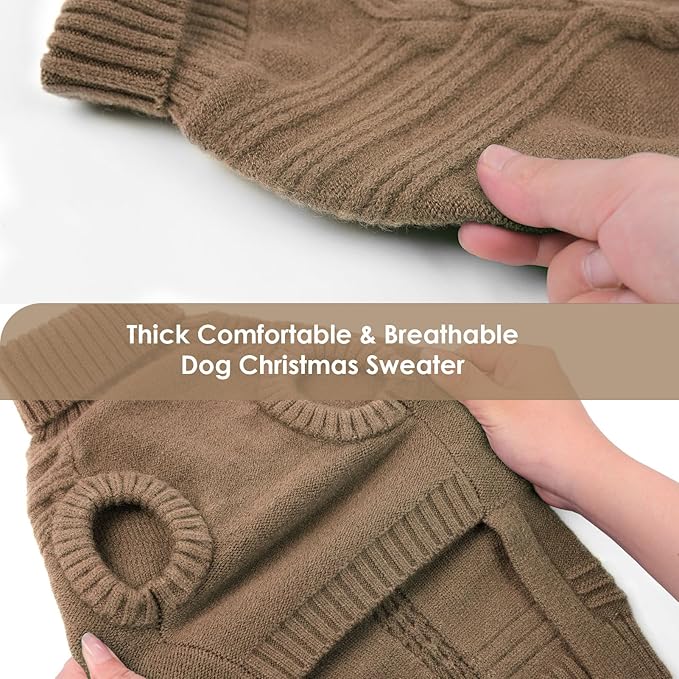 Dog Sweaters for Medium Dogs Male Female Pet Knitwear Classic Puppy Warm Pullover Turtleneck Cold Weather Clothes for Schnauzer(Brown, M)