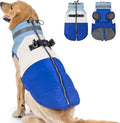 azuza Dog Coats for Large Dogs Waterproof Dog Coat with Reflective Strips and Harness Built in Warm Fleece Dogs Winter Coat Windproof with Back Zipper, Blue 3XL