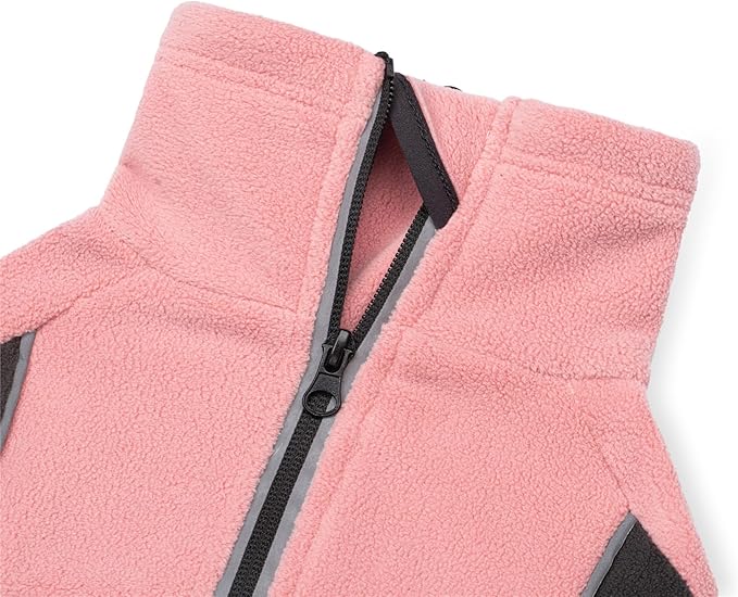 Fleece Dog Coat for Small Medium Dog,Pullover Pajamas Jumpsuit Bodysuit Puppy Coats with Legs, Pet Windproof Warm Cold Weather Jacket Full Body Vest Cozy Snowsuit Outfit Clothes (Pink, L)
