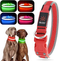YFbrite Light up Dog Collar, USB Rechargeable LED Puppy Collar Super Bright Adjustable Glowing Dog Lights for Night Walking (Red, Medium)