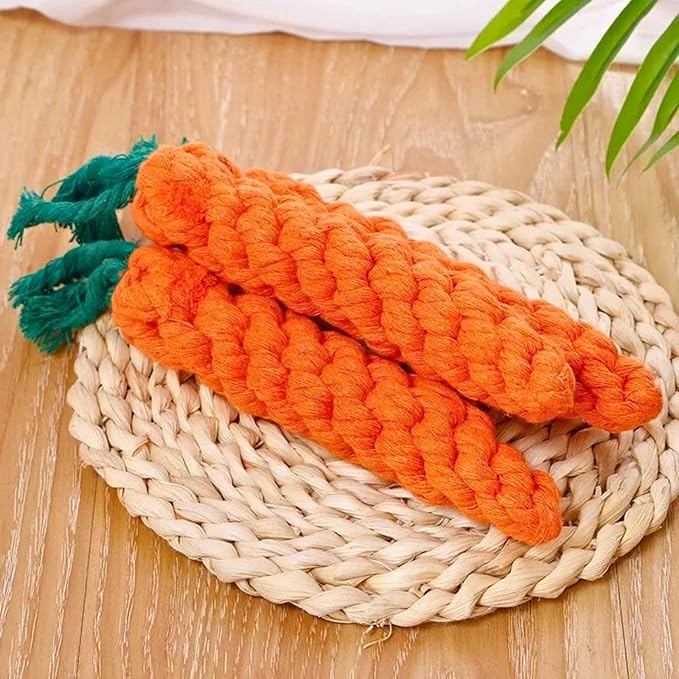 2ME 5 PCS Carrot Dog Rope Toys for Dogs, Durable Chew Toys for Aggressive Chewers, Entertainment & Interaction, Teeth Cleaning and Chewing, All-Cotton