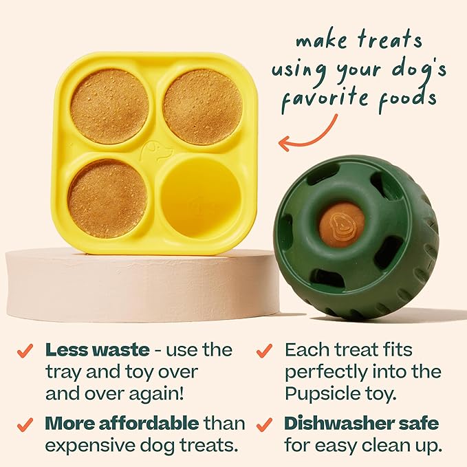 WOOF Pupsicle Treat Tray Mold, XL 75 lbs and Up, Silicone Molds for Dog Treats, Dishwasher Safe, Reusable Treat Tray, Freeze Refill Treats For The Pupsicle Toy