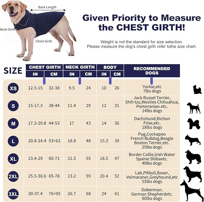 Fleece Dog Coat Winter Pet Jacket Reflective for Cold Weather for Large Medium Small Dogs(Navy,XS)