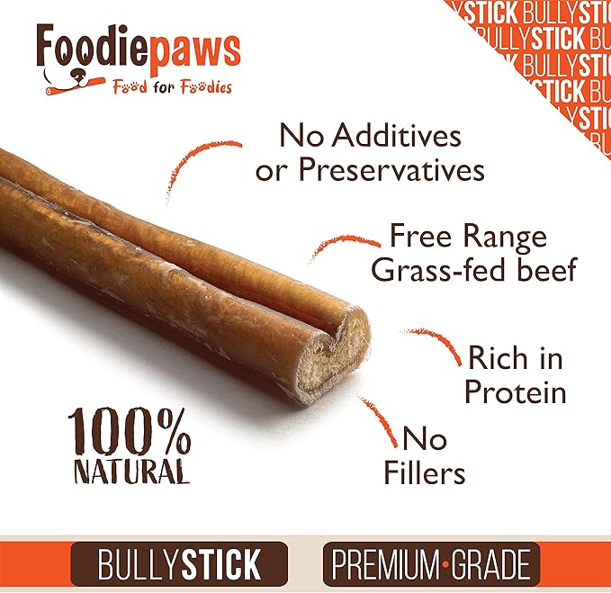 FOODIEPAWS 6 Inch Bully Sticks for Dogs, 10 Pack | All Natural, Grass-Fed Beef Pizzle | Single Ingredient, Rawhide-Free & Fully Digestible Dog Chews | Odor-Free, Long Lasting Treats for All Breeds