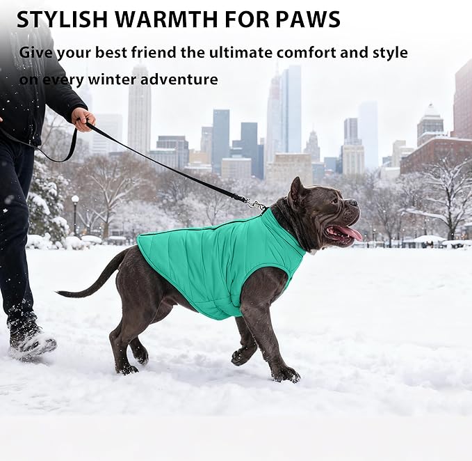 PUMYPOREITY Dog Puffer Coat with Detachable Scarf, Warm Padded Cold Weather Vest, Windproof Lightweight Snowsuit, Water Resistant Dog Winter Coats, Thermal Winter Jacket for Small Medium Large Dogs