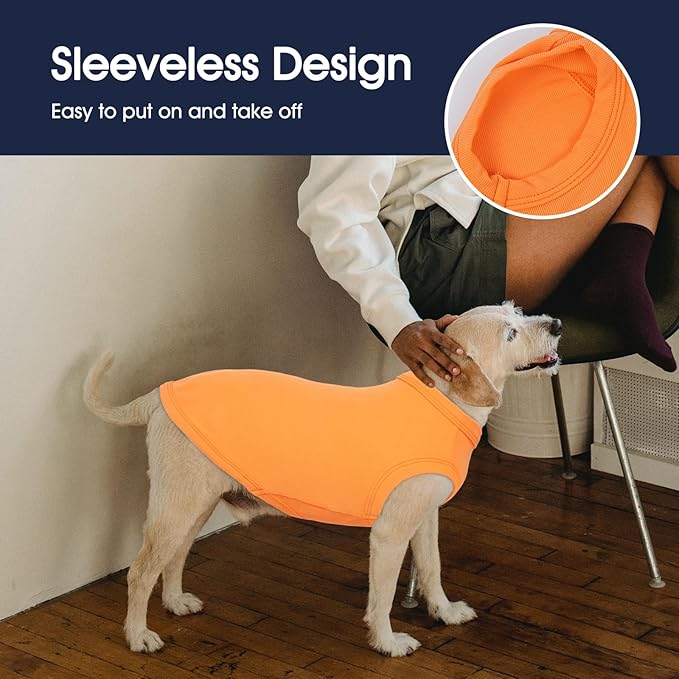 IECOii 2 Pack Dog T-Shirt for Large Dogs,Breathable Tshirts for Hot Weather,Stretchy & Comfortable Pet Summer Clothes Outdoor & Indoor Wearing,Pet Tank Top Set Great Dane Tee Shirts,Orange+Stripes,5XL