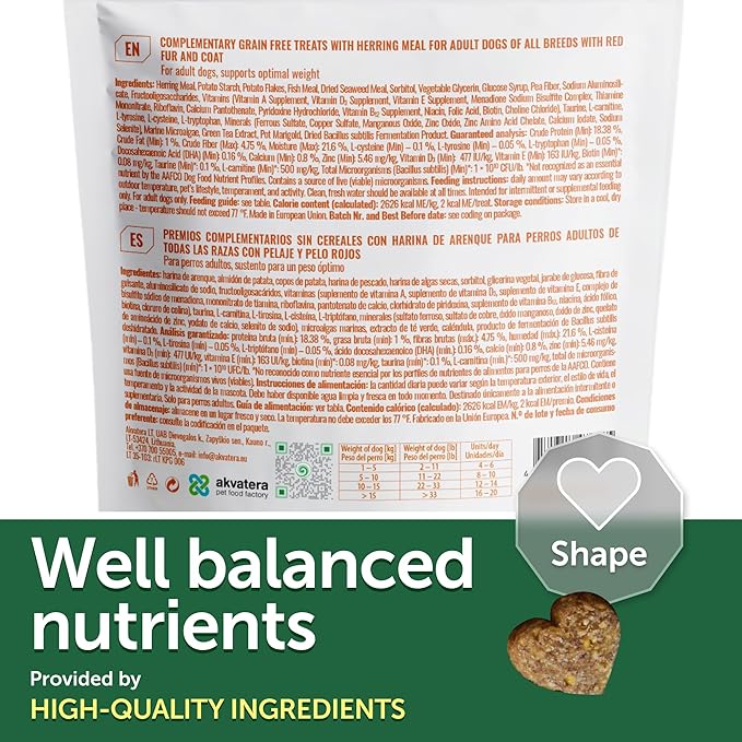 Nature's Protection Grain Free Low Calorie Dog Treats - Training Dog Treats for Adult Small, Medium & Large Breed Dogs with Red Fur (Superior Care - Herring, 5.29 oz)