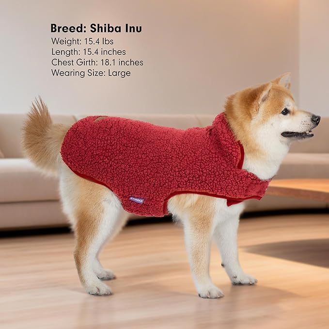 cyeollo Small Dog Coat Sherpa Dog Winter Coat, Reversible Fleece Doggie Jackets Sweater Vest for Small Dogs Male with Leash Hole, Soft Cold Weather Pet Coats, Buffalo Plaid S