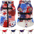 Dogcheer Dog Winter Coat, American Flag Dog Jacket with Harness, Adjustable Puppy Coat with Zipper, Waterproof Pet Fleece Jacket Snowsuit for Small Medium Large Dogs - US Flag XS
