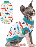 PUMYPOREITY Sphynx Cat Clothes - Stretchy Sweater, Soft Hairless Shirt, Pullover Pajamas, Turtleneck for Sphynx Cornish Rex, Devon Rex - Blue, XL