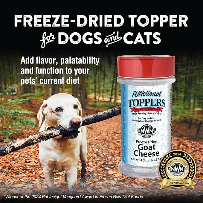 Northwest Naturals Freeze-Dried Goat Cheese Functional Topper - for Dogs & Cats - Healthy, 1 Ingredient, Human Grade Ingredients, All Natural, Proudly Made in USA, 4.5 Oz (Pack of 2)