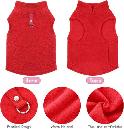 6 Pack Winter Dogs Sweater for Small Dogs Warm Clothes Fleece Vest with Leash Ring Sleeveless Dog Jacket for Little Medium Puppy Pet Unisex(Small,Bright Colors)