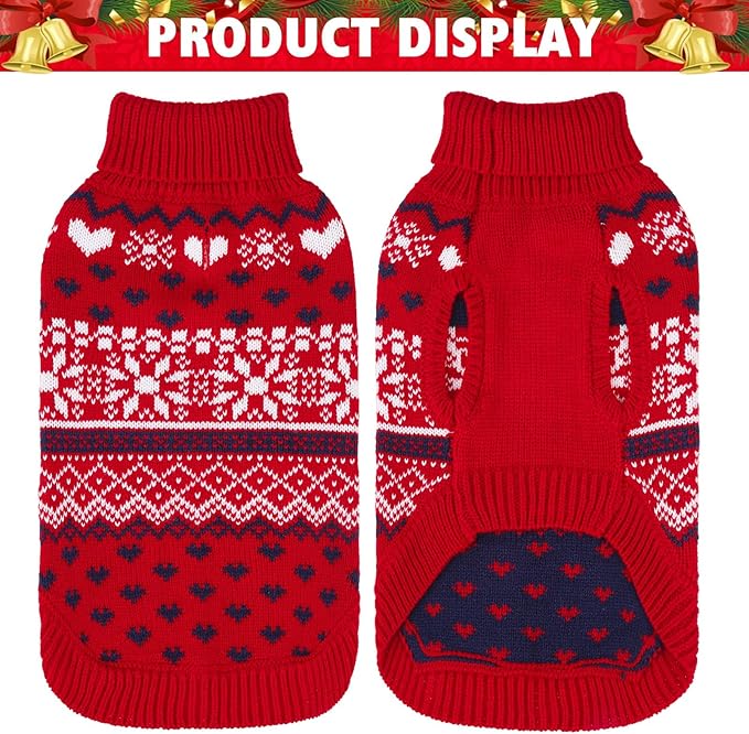 SCENEREAL Dog Sweaters for Small Medium Dogs - Soft, Warm Turtleneck Small Dog Sweater, Ugly Knit Dog Christmas Outfits for Dachshund, Chihuahua, Pug, Yorkie,Winter Pet Clothes Male Female