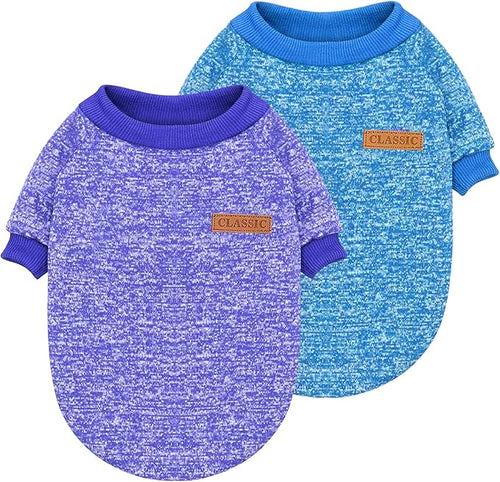 2 Pieces Pet Dog Classic Knitwear Sweater, Fleece Coat for Small,Medium Dogs,Warm Pet Dog Cat Clothes,Soft Puppy Customes for Chihuahua Yorkshire Tzu (Blue Dark Navy,XXS)