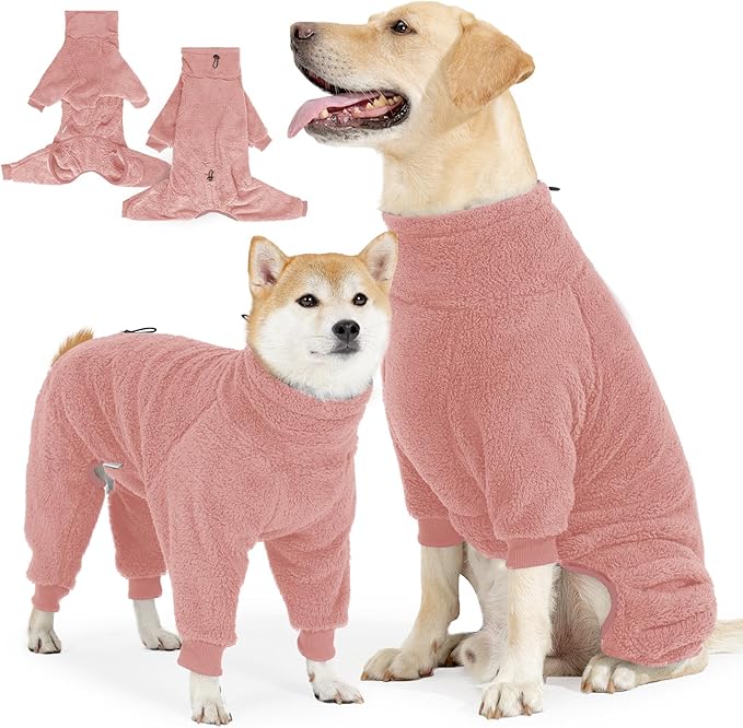 Dog Winter Coat for Small Medium Large Dog for Run Walk Sleep Warm Fleece Pet Sweater & Windproof Pajamas Snow Jacket 2XL Pink
