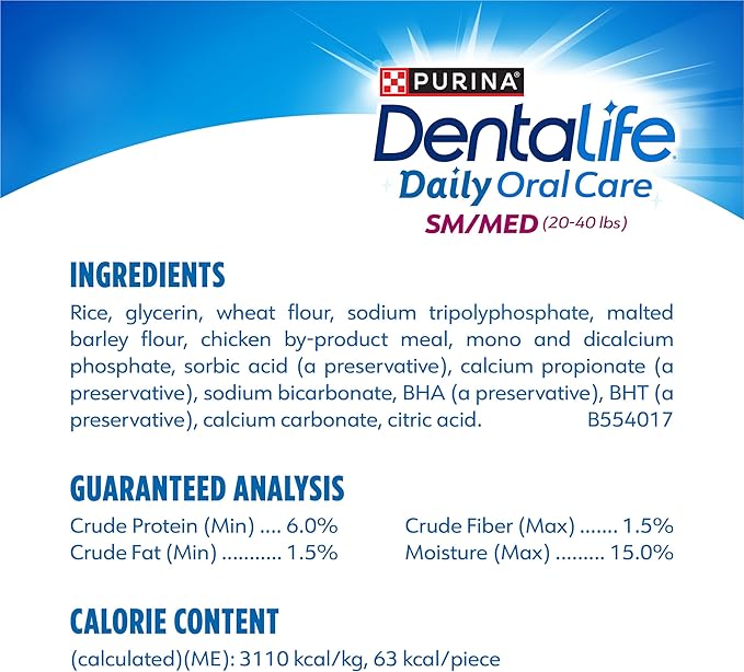 DentaLife Daily Oral Care Dog Treats for Small and Medium Dogs, Chewy Dental Treat to Freshen Breath and Fight Tartar, Chicken Flavor, 35.7 oz. each, 47 Chews each/94 Total Chews - 47 ct. Pouch
