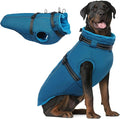 PUMYPOREITY Snow Jacket for Large Dogs Waterproof, Warm Dog Winter Coat with Harness Built in, Fleece Jacket with Back Zipper, Cold Weather Coats for Outdoor, Windproof Pet Snowsuit, Blue, 2XL