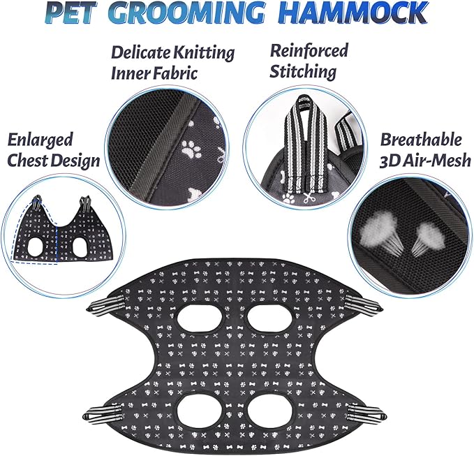 Pet Dog Grooming Hammock Harness for Nail Trimming (S 30lb), Dog Sling for Cutting Nail, Dog Hanging Holder Hanger for Clipping Nail with Nail Clippers, Nail File, Pet Comb