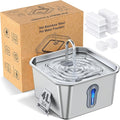 Stainless Steel Cat Water Fountain, 4L/135oz Automatic Circulation pet Water Dispenser, Quiet cat Bowl Water Dispenser, Suitable for Cats, Dogs and Multiple Pets. (Pet Fountain+6 Filters+6 Sponges)