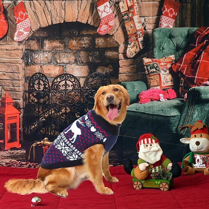 SCENEREAL Dog Sweater for Girls Boys, Turtleneck Pullover Winter Puppy Clothes, Christmas Outfits, Sweatshirt Apparel Knitwear for Frenchie, Beagle, Boston Terrier, ML